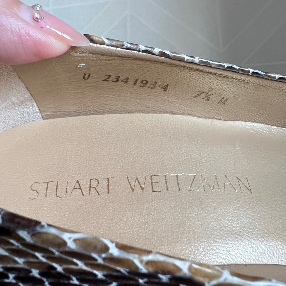 Stuart Weitzman Peep Toe Snake Pumps - Picture 6 of 10